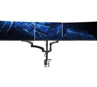 VIVO Support Écran PC Triple Articulé à Gaz pour 3 Écrans jusqu'à 32 Pouces, Support de Bureau Robuste avec Fixation Pince en C et Œillet, Entièrement Réglable, Noir, STAND-V300G