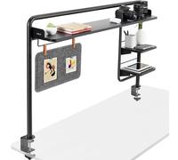 VIVO Système d'étagères de bureau 127 cm poste de travail assis-debout, étagères surélevées pour accessoires et tableau mémo magnétique, noir