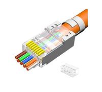 VIVOCH 50 Pcs Cat7 RJ45 Pass Through Connectors, Cat7 RJ45 Pass Through Plugs, Cat7 2-Piece Metal Shielded RJ45 Ends FTP 8P8C Modular Network Plug Connector