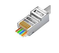 VIVOCH Lot de 50 connecteurs Cat6 RJ45 traversants, fiches C6, connecteurs RJ45 blindés en métal Cat6 FTP 8P8C