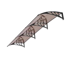 VIVOHOME Auvent de Porte et fenêtre en Polycarbonate Marron avec Support 300x100cm Brun auvent en Arc pentu Protection Contre Pluie et UV pour Terrasse Balcon Patio