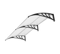 VIVOHOME Auvent de Porte et fenêtres 200x100cm Marquise de Porte Exterieur en Polycarbonate Transparent auvent en Arc pentu Protection Contre Pluie et UV pour Terrasse Balcon Patio