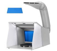 VIVOHOME Cabine de Peinture Aérographe à Deux Ventilateurs avec 4 Lampes LED Table Tournante et Tuyau Filtrant Cabine Aérographe Portable pour la Peinture le Modélisme et L'artisanat