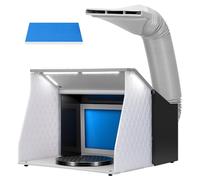VIVOHOME Cabine de Peinture Aérographe à Deux Ventilateurs avec 4 Lampes LED Table Tournante et Tuyau Filtrant Cabine Aérographe Portable pour la Peinture le Modélisme et L'artisanat