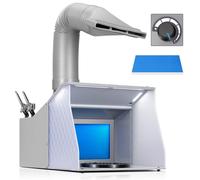 VIVOHOME Cabine Peinture Aérographe Deux Ventilateurs avec 4 Lampes LED Supports pour Pistolets Table Tournante et Tuyau Filtrant pour Cabine D'aérographe pour la Peinture Modélisme L'artisanat