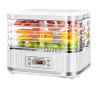 VIVOHOME Déshydrateur Alimentaire 5 Plateaux 400W sans BPA, Température Réglable 35°C-70°C avec Minuterie 72h pour Fruits Séchés Viande Légumes Champignons Blanc