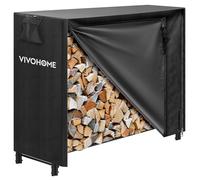 VIVOHOME Étagère pour Bois de Cheminée avec Housse Anthracite 122×122×35cm, Support Bûches Chauffage Robuste Réglable Imperméable Intérieur Extérieur