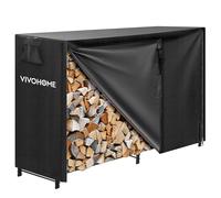 VIVOHOME Étagère pour Bois de Cheminée avec Housse Anthracite 153×123×35cm, Support Bûches Chauffage Robuste Réglable Imperméable Intérieur Extérieur