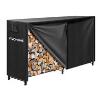 VIVOHOME Étagère pour Bois de Cheminée avec Housse Anthracite 183×123×35cm, Support Bûches Chauffage Robuste Réglable Imperméable Intérieur et Extérieur