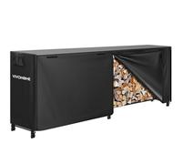 VIVOHOME Étagère pour Bois de Cheminée avec Housse Anthracite 244×122×35cm, Support Bûches Chauffage Robuste Réglable Imperméable Intérieur Extérieur