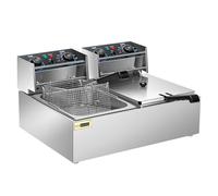 VIVOHOME Friteuse 20L à huile avec Technologie de Zone froide 5000W professionnelle à deux Compartiments avec Minuterie de 60 Minutes