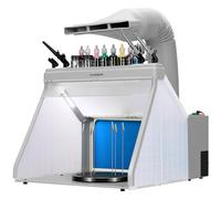 VIVOHOME Kit Cabine de Peinture Aérographe Portable avec Étagères, 3 LED | Supports de Pistolets, Table Tournante et Tuyau Filtrant pour Peinture, Modélisme. Système d'extraction efficace.