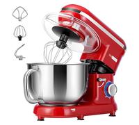 VIVOHOME Robot Pâtissier 1500W 10 Vitesses, Robot Cuisine Professionnel avec 5,7L Bol Mélangeur en Acier Inoxydable Fouet Crochet Pétrisseur Batteur Rouge