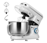 VIVOHOME Robot Pâtissier 1500W 10 Vitesses, Robot Cuisine Professionnel avec 5,7L Bol Mélangeur en Acier Inoxydable Fouet Crochet Pétrisseur Batteur Argent