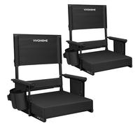 VIVOHOME Sièges de Stade À Dossier Haut Réglable avec Coussin Lot de 2 Chaises de Gradins Portables avec Porte-Gobelet et Bandoulière