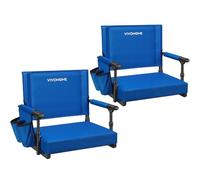VIVOHOME Sièges de Stade et de Gradins Réglables avec Dossier Haut et Coussin Rembourré Lot de 2 Chaises Pliantes Portables avec Porte-gobelet et Sangle de Transport pour Événements Sportifs Bleu