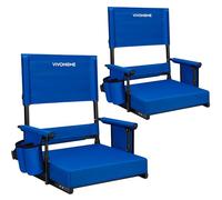 VIVOHOME Sièges de Stade Réglables avec Dossier Haut et Accoudoirs Ajustables Lot de 2 Chaises de Gradins Pliantes et Portables avec Coussin Rembourré et Porte-gobelet Bleu