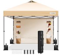 VIVOHOME Tente Pop-up Tonnelle 3 x 3 m avec parois latérales Installation par Simple Pression avec Sac De Transport À roulettes Et 4 Sacs De Sable