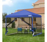 VIVOHOME Tonnelle Pliante 3x3m Portable Imperméable avec Moustiquaire | Barnum Pavillon de Jardin 2 Portes à Fermeture Éclair et Sac Roulant pour Camping Pique-Nique Fête Bleu