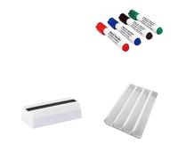 Vivol Kit de démarrage Junior pour tableaux blancs et tableaux blancs - 4 marqueurs - 1 porte-stylo magnétique - 1 séparateur magnétique