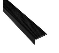 Vivol Profilé de nez de marche en aluminium avec insert en caoutchouc Noir 42 x 22 x 1000 mm, 1 pièce