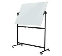 Vivol Tableau blanc design en verre sur roulettes - Double face et inscriptible - Magnétique et enroulable (90 x 120 cm)