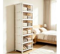 VIVOLILV Boîte Rangement Plastique 39x28x123cm,6 Caisses de Rangement Pliables avec Roulettes et Couvercles Pour chambre salon Bain