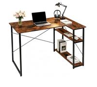 VIVOLILV Bureau d'angle L,Bureau ordinateur avec étagères rangement,Structure métal pour télétravail gaming maison,100x50-70x75