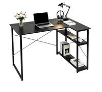 VIVOLILV Bureau d'angle L Scandinave,bureau ordinateur avec étagères rangement,cadre métal pour télétravail gaming maison,Noir