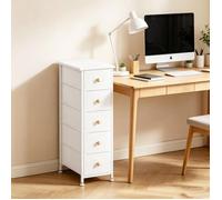 VIVOLILV Commode chambre 5 tiroirs,étroite,Style Scandinave,Tissu Cationique et cuir,25x49x88cm,Meuble de Rangement à 5 Niveaux