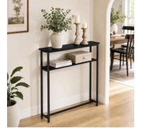 VIVOLILV Console étroite 2 Étagères,20x100x100 cm,Console d'entrée industriel table d’appoint rangement couloir salon
