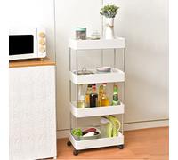 VIVOLILV Desserte à roulettes,Chariot de Rangement Mobile sur 4 Niveaux Chariot de Service Desserte Multifonctionnel Étagère sur roulettes pour Salle de Bain,Cuisine, Bureau 40 x 22 x 86 cm