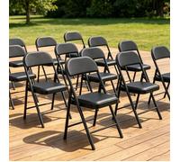 VIVOLILV Lot de 10 Chaises pliantes,Chaises empilable en Simili,Pieds en Métal,45x45x78 cm,Noir,Pour Intérieur et extérieur