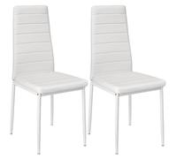 VIVOLILV Lot de 2 Chaise salle a manger Blanc - PU - Dossier Haut - Daim Doux - Chaises pour Cuisine,Salle a Manger - 42x48x98 cm