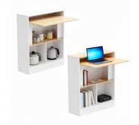 VIVOLILV Lot de 2 Table rabattable pliable multifonction 70x25x85cm,Scandinave Meuble rangement 4 Étagères,Bureau Pliable compact