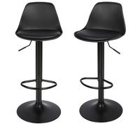 VIVOLILV Lot de 2 Tabourets de Bar Noir,Réglable en Hauteur 55-75 cm,Chaises de bar avec Repose-Pieds