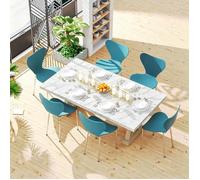 VIVOLILV Lot de 6 Chaises de Salle Manger Bleu,Scandinave,Empilable,Chaises de Cuisine Siège en PP Plastique,45x42x82,5 cm