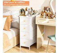 VIVOLILV Meuble de Rangement à 4 Niveaux,Commode étroite avec 4 Tiroirs en Tissu-Style moderne,L25xP49xH72cm,Blanc