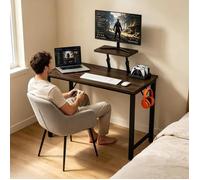 VIVOLILV Petit Bureau gaming avec support écran réglable,Bureau Informatique Simple portable travail à domicile,80x40cm,Noir