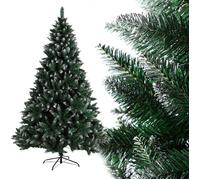 VIVOLILV Sapin de Noël Artificiel 150cm - 450 Branches - Spray Blanc - Support en Métal - Aspect Naturel - Vert