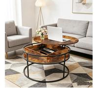 VIVOLILV Table Basse Relevable 80x80cm,Ajustable en hauteur avec Rangement Caché,Style Industriel Vintage pour Salon,Multifonction