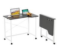 VIVOLILV Table de Bureau Pliante avec Roulette - 90x56x76 cm - Forme de U - Noir - Bureau d'ordinateur Pliable