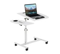 VIVOLILV Table de Lit a Roulette,Bureau Table Informatique Table d'appoint avec 4 roulettes Table de Lit pour Ordinateur Portable avec Fente et Porte-gobelet pour Chambre,Charge Max15KG (Blanc)
