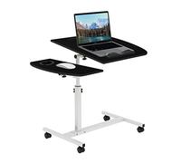 VIVOLILV Table de Lit a Roulette,Bureau Table Informatique Table d'appoint avec 4 roulettes Table de Lit pour Ordinateur Portable avec Fente et Porte-gobelet pour Chambre,Charge Max15KG (Noir)