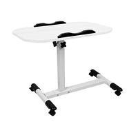VIVOLILV Table de lit avec roulettes, Table de Lit pour Ordinateur Portable Hauteur Réglable Bout de canapé avec 4 roulettes Verrouillables Support PC Table d'appoint pour Lit Pliable (Blanc)