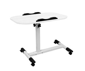 VIVOLILV Table de lit avec roulettes, Table de Lit pour Ordinateur Portable Hauteur Réglable Bout de canapé avec 4 roulettes Verrouillables Support PC Table d'appoint pour Lit Pliable (Blanc)