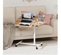 VIVOLILV Table pour Ordinateur Portable,Petite Bureau Surface inclinable,Réglable en Hauteur,Avec roulettes,60x40x61-96 cm,Beige