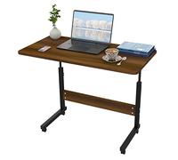 VIVOLILV Table Roulant de Lit Canapé pour Ordinateur Portable Hauteur Réglable,Bureau Table Informatique Table d'appoint avec 4 roulettes Verrouillables pour Bureau Chambre 80 * 40 * 69-90cm (Brun)