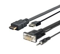 Pro - Câble HDMI - HDMI mâle pour USB, HD-15 (VGA), mini-phone stereo 3.5 mm mâle - 2 m