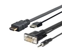 Pro - Câble HDMI - HDMI mâle pour USB, HD-15 (VGA), mini-phone stereo 3.5 mm mâle - 2 m